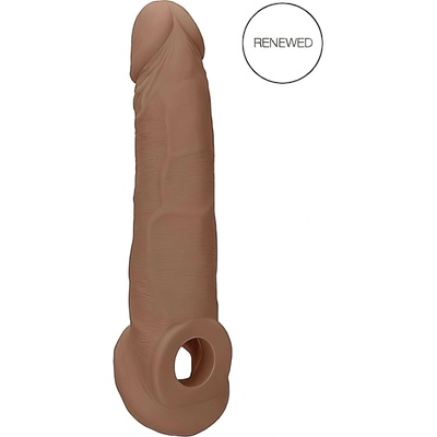 RealRock Rukáv na Penis 9 - návlek 21,5 cm - tmavý přírodní