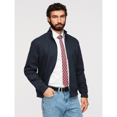 Ombre Clothing Мъжко яке Harrington със стойка и карирана подплата - тъмно синьо V2 OM-JANP-0326 Ombre Clothing Ombre Clothing | Sin | МЪЖЕ | S