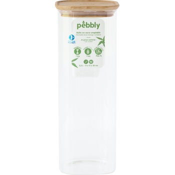 Pebbly Кухненски буркан за съхранение PKV-007, 2.2 л, стъкло / бамбук, Pebbly (PEBB3760132814100)