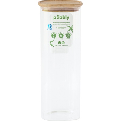 Pebbly Кухненски буркан за съхранение PKV-007, 2.2 л, стъкло / бамбук, Pebbly (PEBB3760132814100)