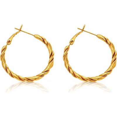 Šperky Eshop Ocelové náušnice zlaté barvy kruhy se spirálovým vzorem, 30 mm Q04.13