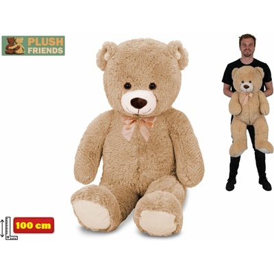 Plush Friends medveď svetlo hnedý s mašľou 100 cm