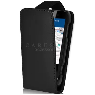 Nokia Lumia 610 Flip Калъф Черен + Протектор