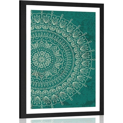 Plakát s paspartou ručně kreslená Mandala - 40x60 white