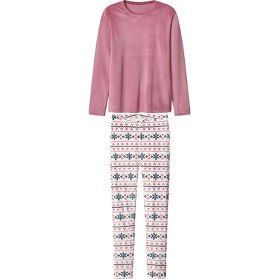 Esmara plyšové pyžamo růžová bílá