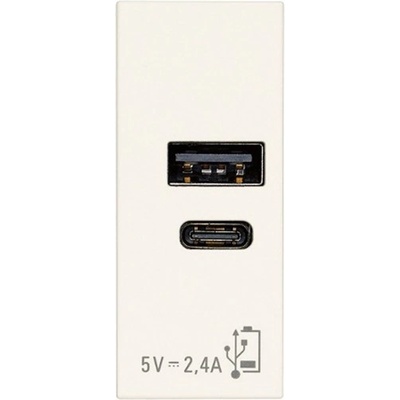 Vimar 30292. ACB USB Контакт Linea, A+C 12W 2, 4A 5V 1M, White, (VM30292.ACB)