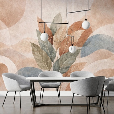 Art Gift Decor Фототапет с абстрактни листа в бежово и теракота
