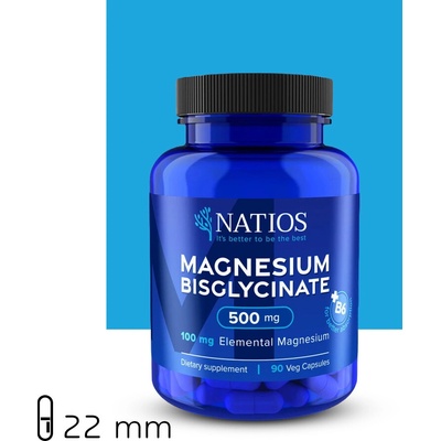 Natios Magnesium Bisglycinate 500 mg + B6 elem. hořčík 100 mg 90 veg. kapslí