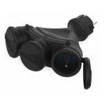 Kelia KEL Plug trimmer 3-socket with/u 16A 250V IP54 black GN-X3/54 W-01154