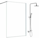 SanSwiss Комплект душ кабина SanSwiss Easy Walk-In хром 90x200 см и душ колона Omnires Y хром (STR4P0905007+Y1244X-6CR)