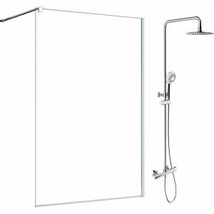 SanSwiss Комплект душ кабина SanSwiss Easy Walk-In хром 90x200 см и душ колона Omnires Y хром (STR4P0905007+Y1244X-6CR)