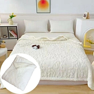 TiaHome Deka Flower luxury beránková z mikroplyše bílá 150x200