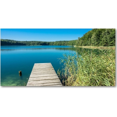 Foto obraz sklo tvrzené Mólo nad jazerom 100x50 cm