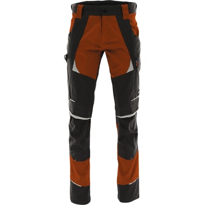 Sara Workwear Strečové kalhoty COTTONFLEX grafitové cihlově červené