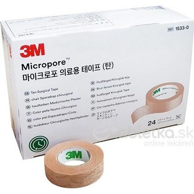 3M Micropore náplasť papierová 1, 25 cm x 9,1m hnedá 24 ks