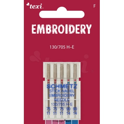 Vyšívací jehly TEXI EMBROIDERY 130/705 H-E 5x75-90