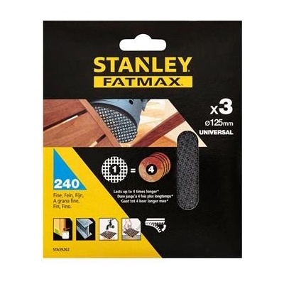 Stanley Brusné mřížky pro excentrickou brusku O 150 mm P80, 3 ks