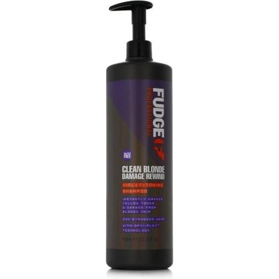 Fudge Professional Clean Blonde Damage Rewind Violet-Toning Shampoo 1000 ml шампоан за възстановяване и блясък на руса коса унисекс