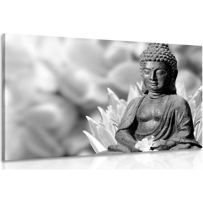 Obraz klidný Budha v černobílém provedení - 90x60