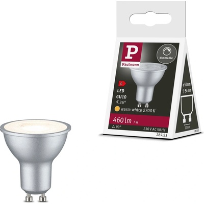 Paulmann LED reflektor 7 W matný chróm GU10 2.700K teplá biela