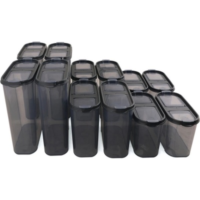 Kosova Комплект кутии за съхранение Kosova 964FRM1127, 12 броя, Пластмаса, Черен/прозрачен (964FRM1127)