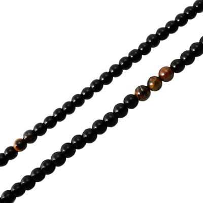 BM Jewellery Korálkový řetízek z černý lesklý achát, tygří oko S11099080
