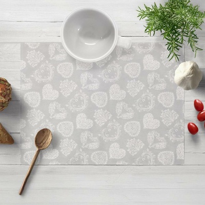 Biante prostírání PML-071 Srdce s ornamenty na šedém 35x45cm