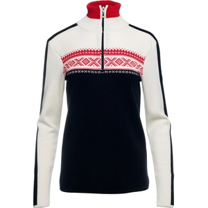 Dale of Norway Дамски вълнен пуловер Dale of Norway Women's Dystingen Sweater Merino jumper - Black / Off White / Raspberry - размер XL (105-5822-0214)