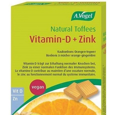 A.Vogel Плодови дъвчащи бонбони с Цинк и Витамин D, A. VOGEL Natural Toffees Vitamin-D & Zinc Candies with Orange Flavor 115g