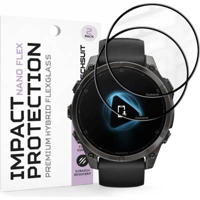 Techsuit Протектор за Garmin Fenix 8 / 8 Pro 47mm - Nano Flex (2 pack) - Techsuit - Черен