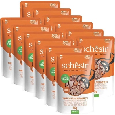 Schesir Cat Adult tuňák kuře a krevety 12 x 85 g