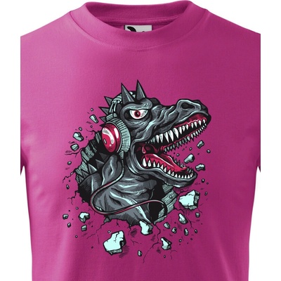 dětské tričko Dino sluchátka purpurová