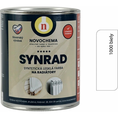NOVOCHEMA SYNRAD syntetická lesklá barva na radiátory 10 kg 1000 Bílá