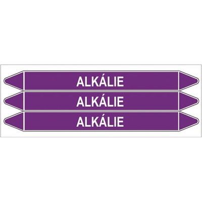 Značení potrubí, alkálie,3 ks, 355 × 37 mm PZ 007114