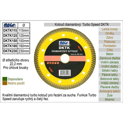 Magg Diamantový kotouč 180 x 22,2 mm DKTK180