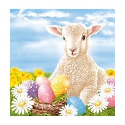Maki ubrousky velikonoční 3V 33x33 cm 20 ks Lamb with Easter Eggs