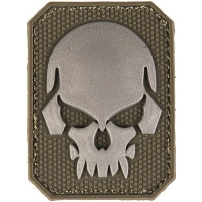 Nášivka na suchý zips - patch Skull 3D olive
