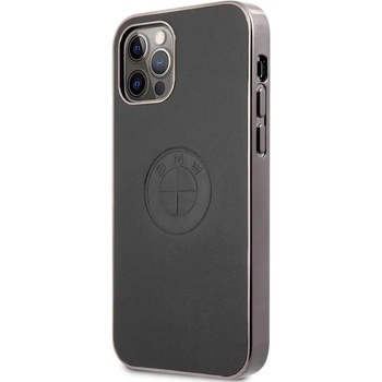 BMW Signature Leather Embossed Logo Leather Case - кожен кейс (естествена кожа) за iPhone 12, iPhone 12 Pro (черен)