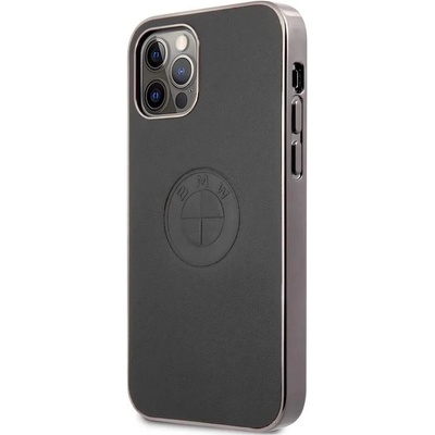 BMW Signature Leather Embossed Logo Leather Case - кожен кейс (естествена кожа) за iPhone 12, iPhone 12 Pro (черен)