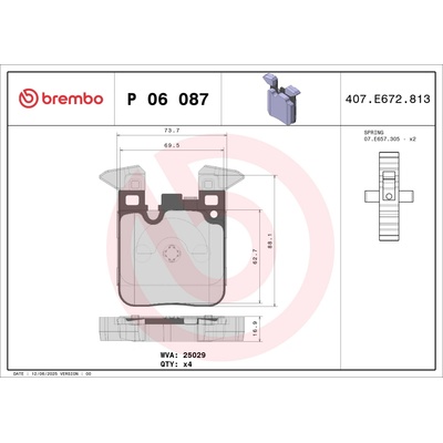 Sada brzdových platničiek, vždy 4 kusy v sade BREMBO P 06 087X (P06087X)