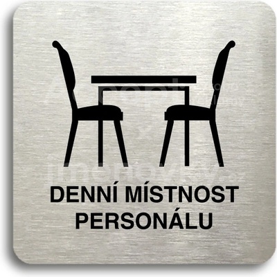 ACCEPT Piktogram denní místnost personálu - stříbrná tabulka - černý tisk bez rámečku