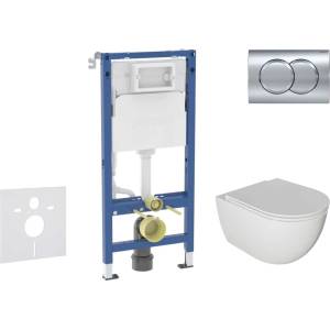 Geberit Duofix - Комплект за предстенна инсталация, Oudee тоалетна и softclose седалка, бутон Delta01, лъскав хром SANI11CA1124B (SANI11CA1124B)