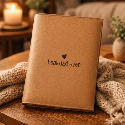 Obal na knihu s gravírováním BEST DAD EVER Barva: Béžová, Rozměr: 22,5 x 33 cm