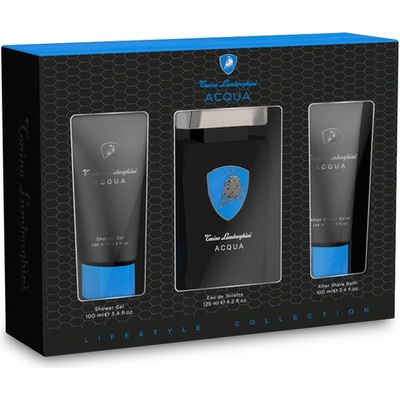 Lamborghini Acqua Darčeková sada pánska EDT 125 ml, sprchový gél 100 ml a After Shave Balsam (balzam po holení) 100 ml