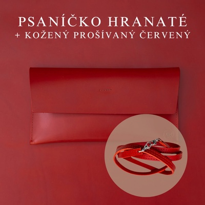 Wood Style psaníčko Hranaté Červené kožený prošívaný Červený