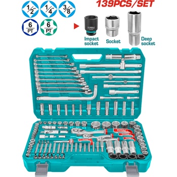 TOTAL Гедоре комплект total industrial 1/4" + 3/8" + 1/2", 139 части (tl ind thkthp21396)
