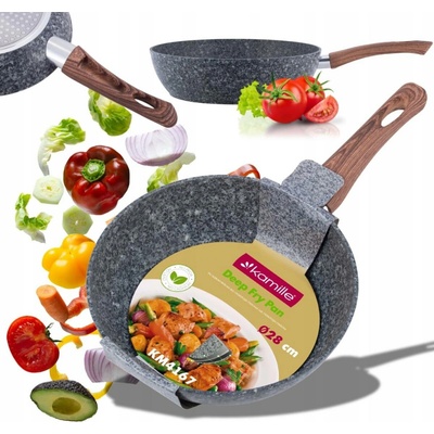 KAMILLE GRANITOVÁ PÁNEV WOK hluboká S NEPŘILNAVÝM POVRCHEM indukce plyn 28 cm