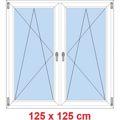 Soft Dvoukřídlé plastové okno 125x125 cm OS+OS se sloupkem Bílá