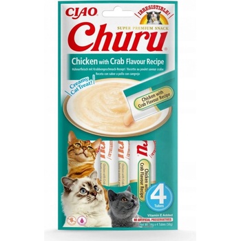 INABA Cat Churu Pyré kura s krabom 4 x 14 g