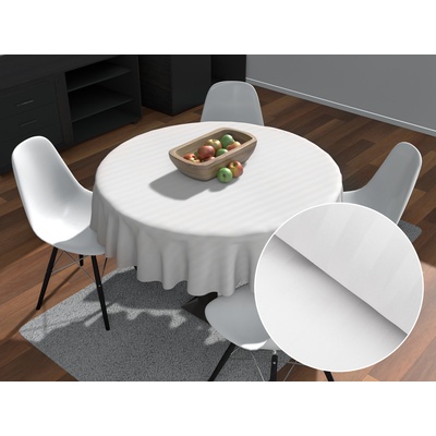 Biante damašek kulatý ubrus Atlas Gradl DM-006 Bílý proužky 2 cm 100 cm